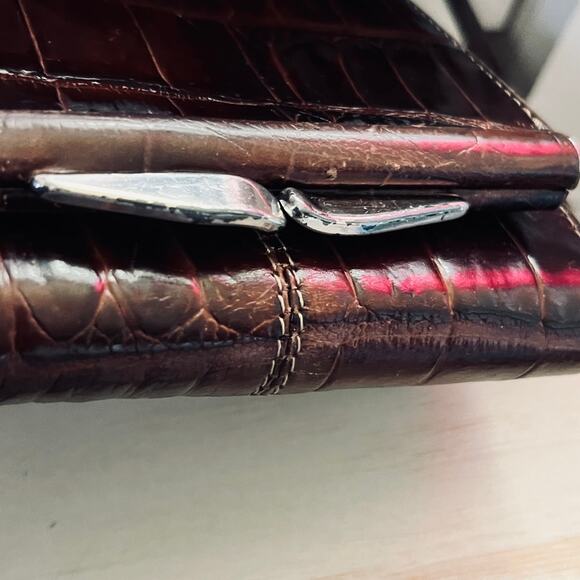 Brighton Wallet VTG Card Keeper Coin Purse Combo Brown Black Leather Crogo Small - Picture 4 of 8